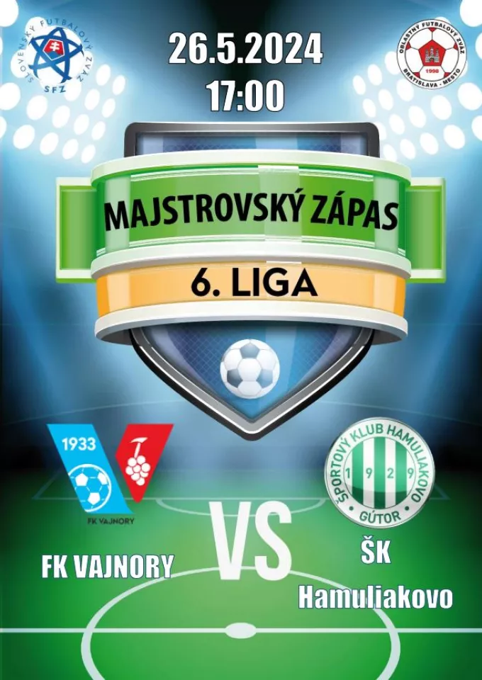 Futbalový zápas FK Vajnory vs. ŠK Hamuliakovo