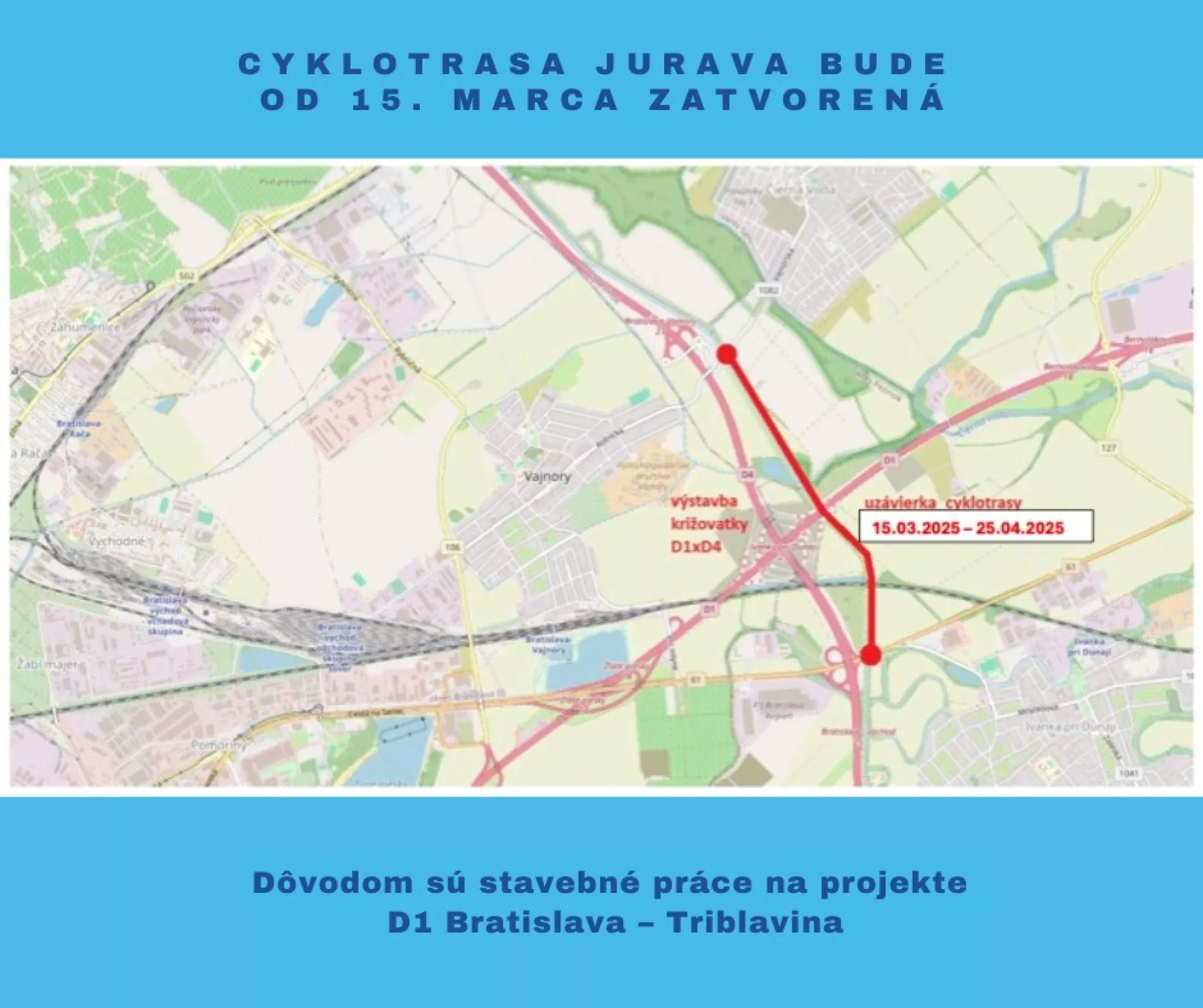 Cyklotrasa Jurava bude od polovice marca zatvorená