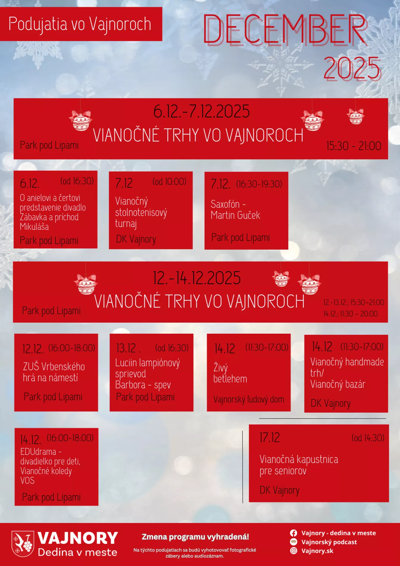 Decembrové  podujatia