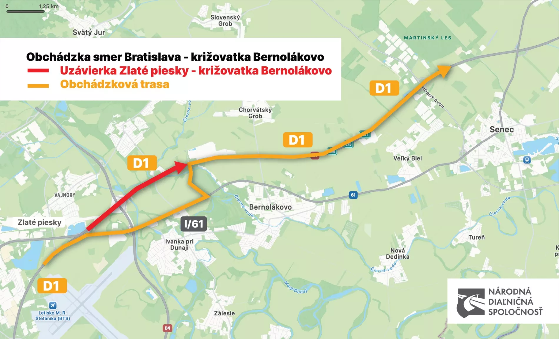 Dôležité upozornenie pre vodičov - uzávera D1 smer na Trnavu