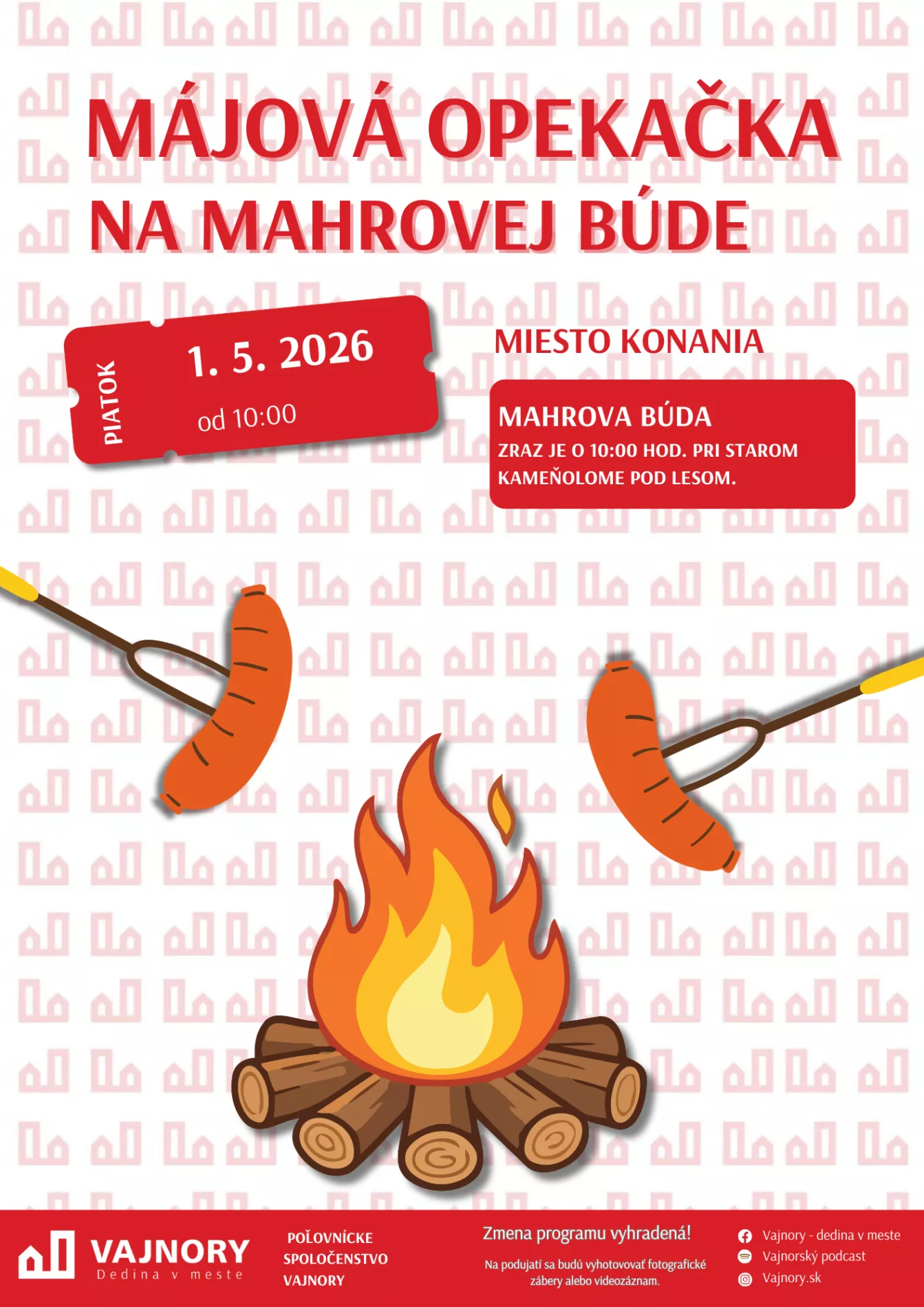 Pozývame vás na májovú opekačku na Mahrovej búde!