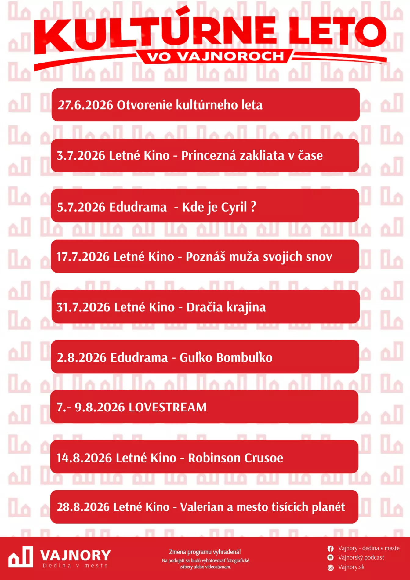 Kultúrne leto 2026
