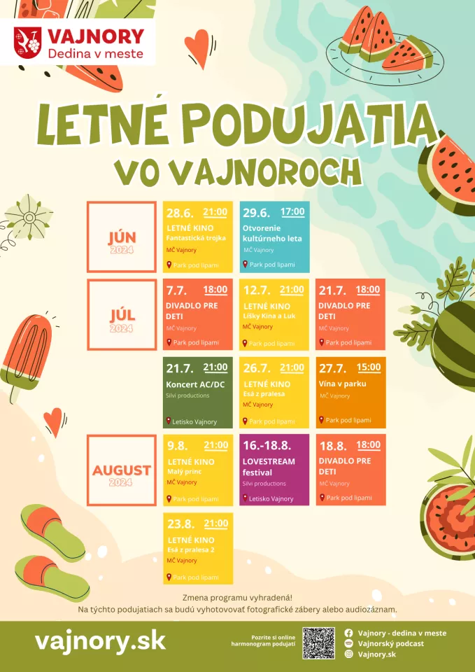Letné podujatia vo Vajnoroch 2024