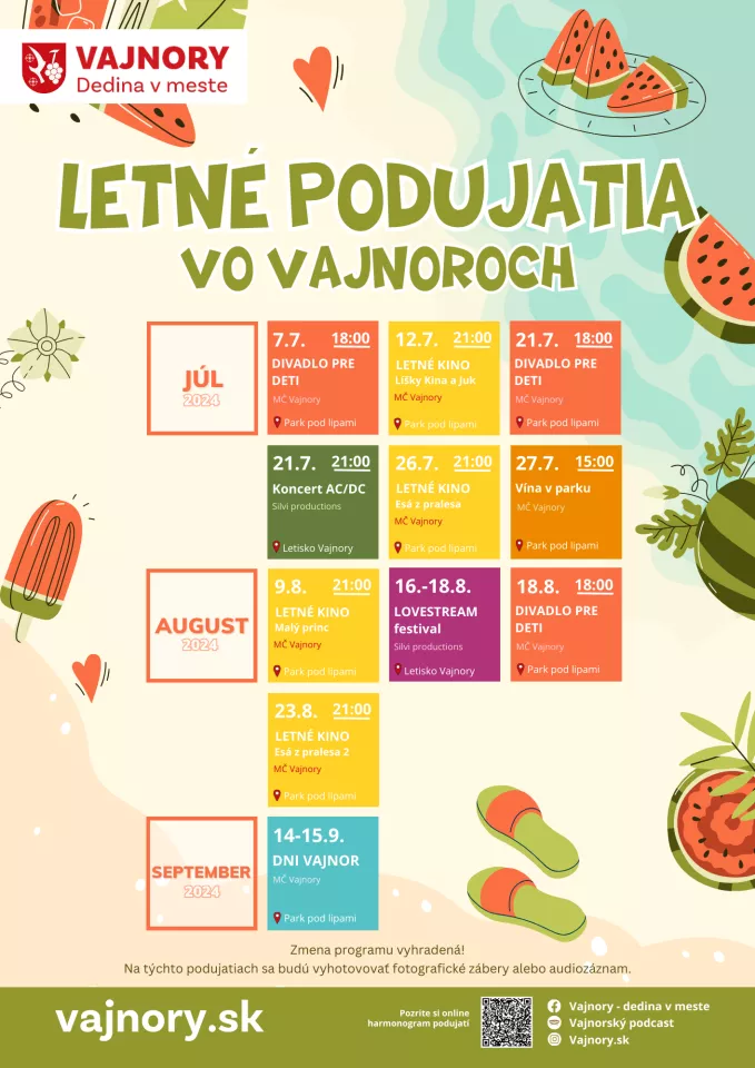 Letné podujatia vo Vajnoroch 2024