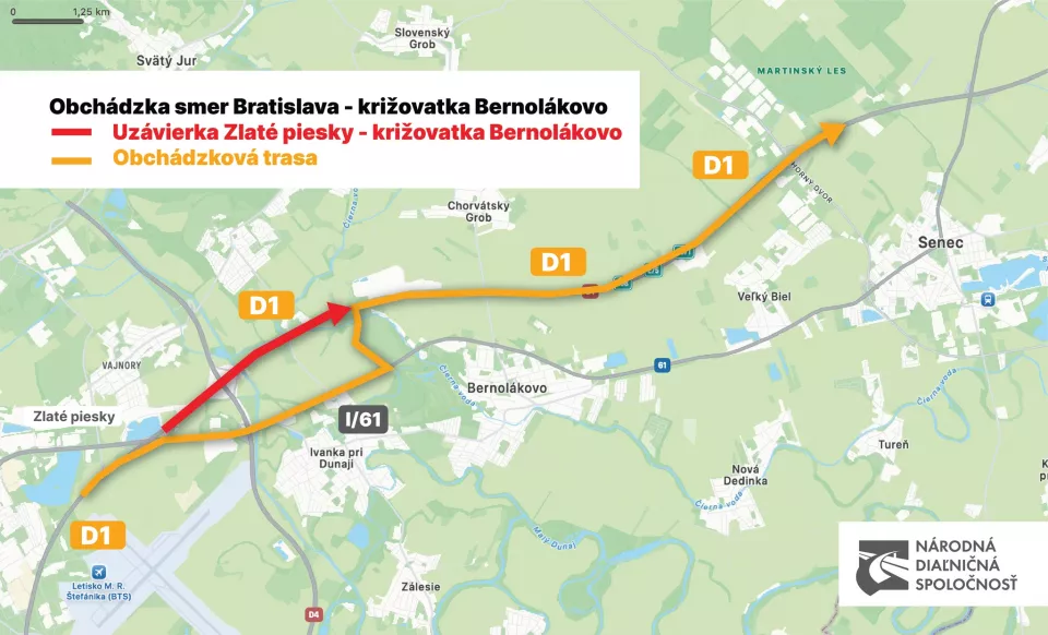 Dôležité upozornenie pre vodičov - uzávera D1 smer na Trnavu