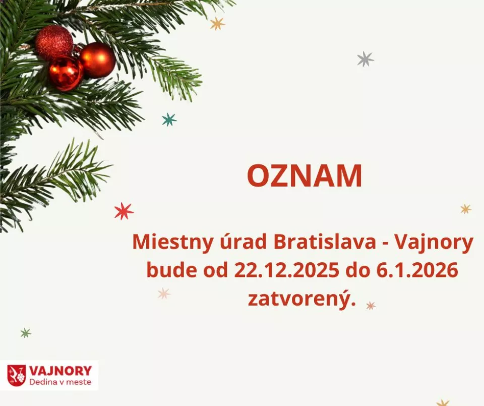 Miestny úrad a knižnica budú počas vianočných a novoročných sviatkov zatvorené