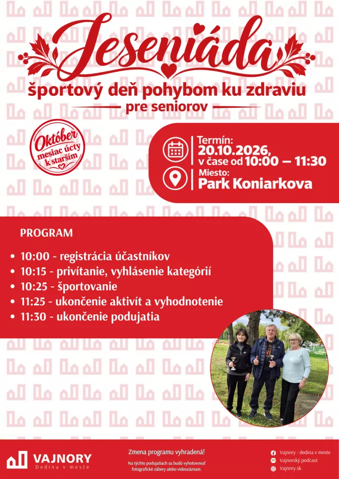 Jeseniáda - športový deň pohybom ku zdraviu pre seniorov