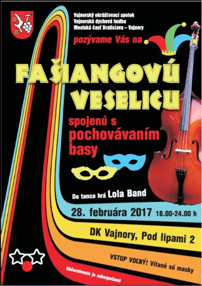Fašiangová veselica 28.2.  vo Vajnoroch