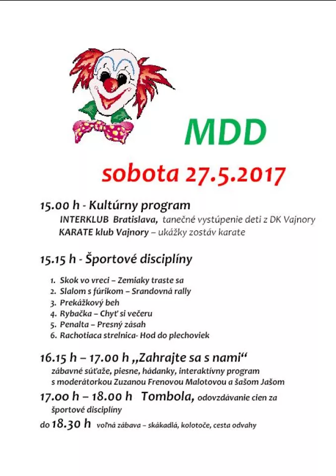  Medzinárodný deň detí PROGRAM