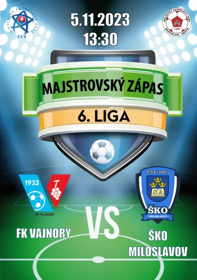  Futbalový zápas FK Vajnory vs. ŠKO Miloslavov