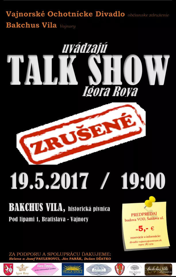 Talk show PREDSTAVENIE ZRUŠENÉ