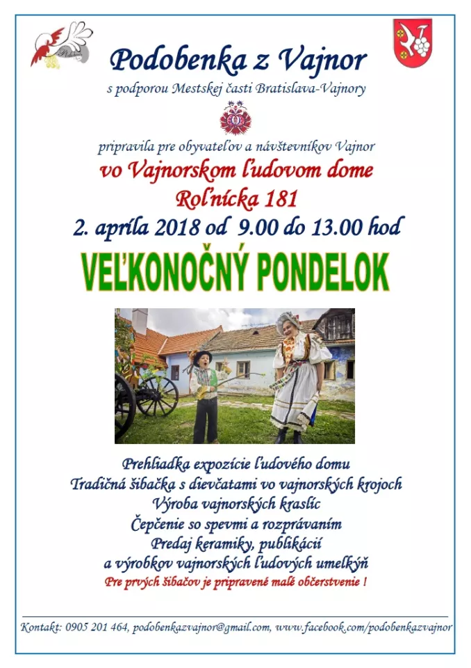 Veľkonočný pondelok vo vajnorskom ľudovom dome 2. apríla 2018